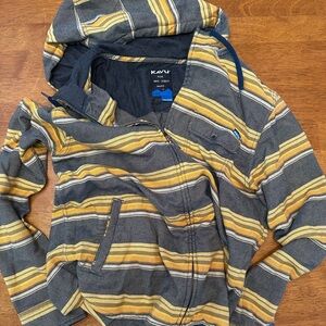 Kavu Kids Striped Hooded Jacket in Yellow & Gray